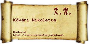 Kővári Nikoletta névjegykártya
